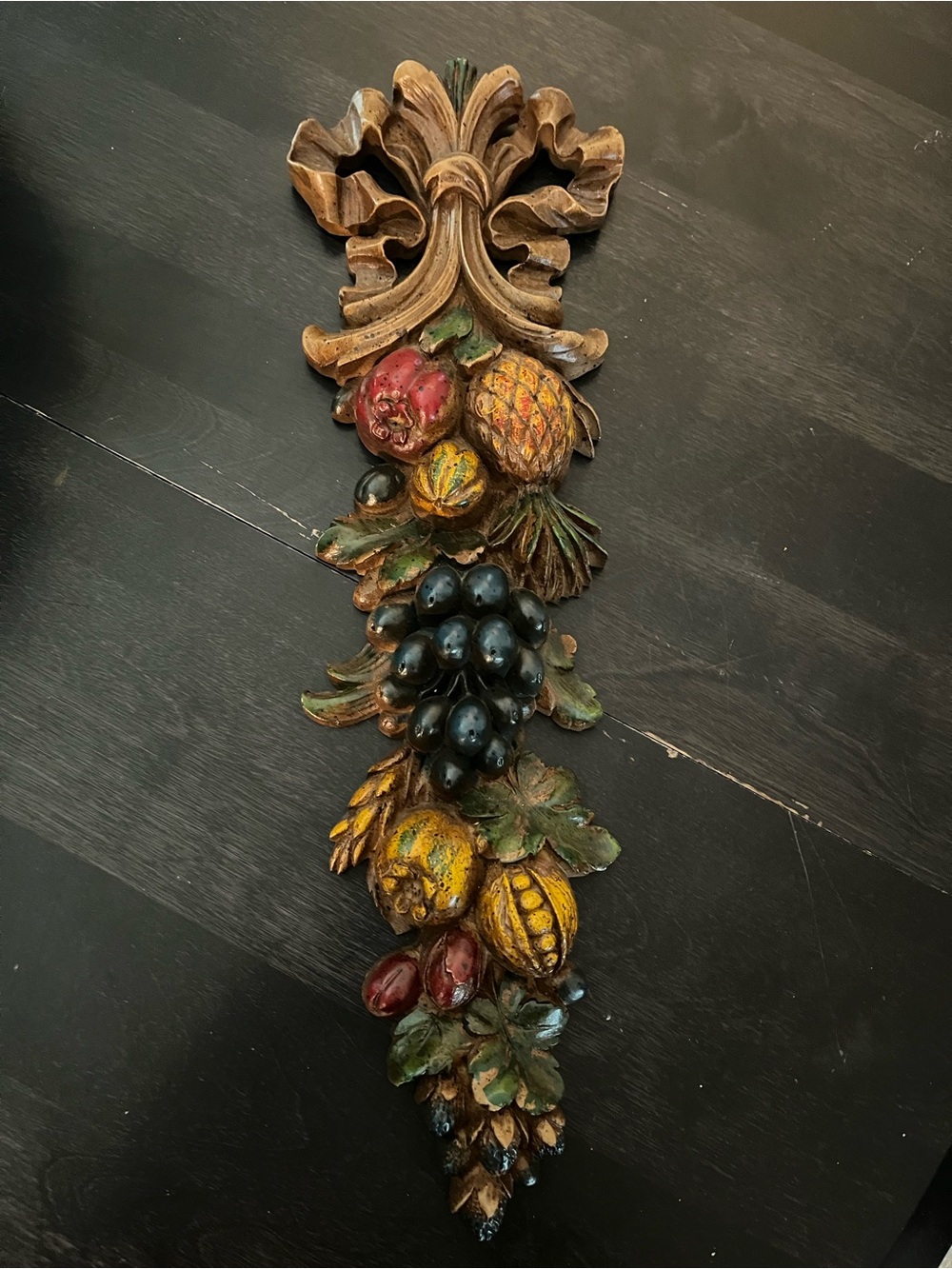 Hand-Carved Fruit & Foliage Wall Sconce Accent in Multicolor Finish